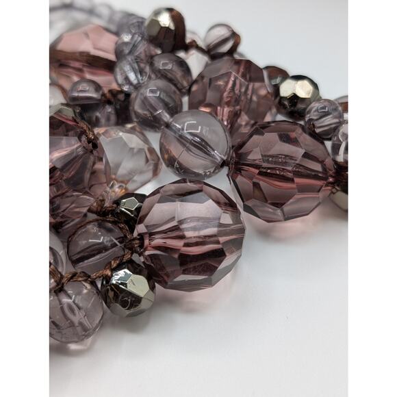 Mark by Avon Smoky Purple Tones Cluster Faceted Beaded Statement 32 Necklace - Picture 2 of 7